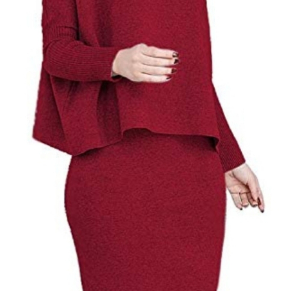 2 piece women sweater top & skirt